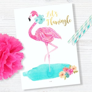 Let's Flamingle flamingo party print Deco sign / party decor, flamingo, summer, Party , Typography Art, Digital Print / INSTANT DOWNLOAD image 2