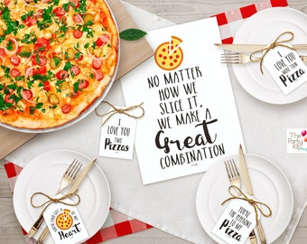 Valentine's Pizza printable Party SET /INSTANT DOWNLOAD