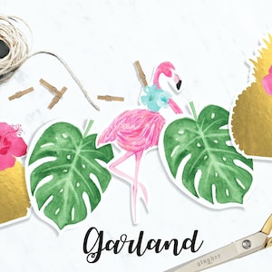 Summer - Flamingo Garland / printable party garland,flamingo party,flamingo party decor,banner,flamingo party garland/INSTANT DOWNLOAD