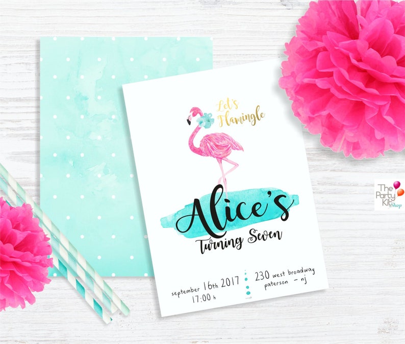 let's Flamingle Custom Party Invitation / Digital download image 1