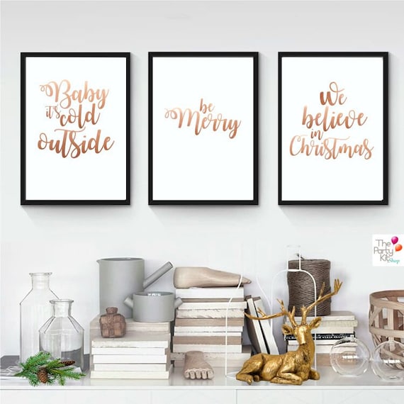 Rose gold christmas wall decor Clearance
