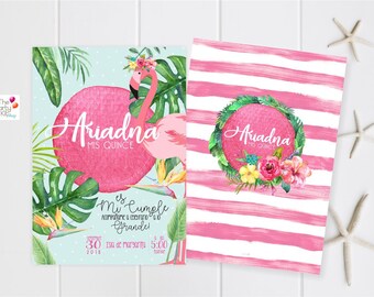 Tropical Flamingo Custom Party Invitation / INSTANT DOWNLOAD