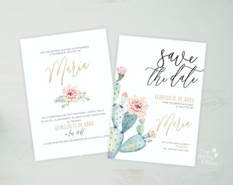 Cactus invitation, Cactus save the date / digital print