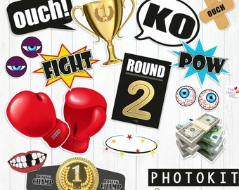 Boxing photoprops, boxing party printables/ instant download