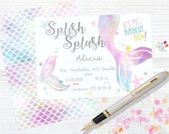 Mermaids FILL IN Party Invitation