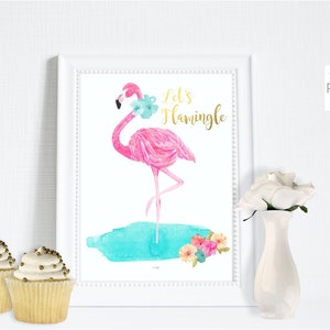 Let's Flamingle flamingo party print Deco sign / party decor, flamingo, summer, Party , Typography Art, Digital Print / INSTANT DOWNLOAD image 1