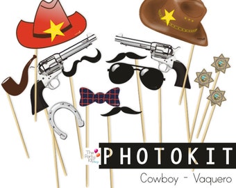 COWBOY PARTY Photo booth props / photocall, photobooth, party props, cowboy photoprops, cowboy props, western party, instant download