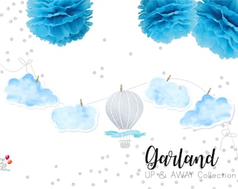 Hot Air Balloon, Up and Away party banner / instant download