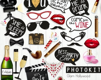 Photo props  GLAM HOLLYWOOD/  hollywood party props, party photo props, glam party / instant download