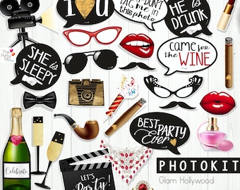 Photo props  GLAM HOLLYWOOD/  hollywood party props, party photo props, glam party / instant download