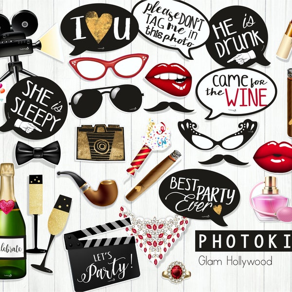 Photo props  GLAM HOLLYWOOD/  hollywood party props, party photo props, glam party / instant download