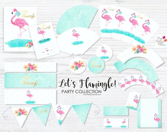 Flamingo druckbares Partypaket/ SOFORTIGER DOWNLOAD