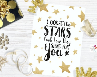 Look at the Stars printable sign/ Digital Print