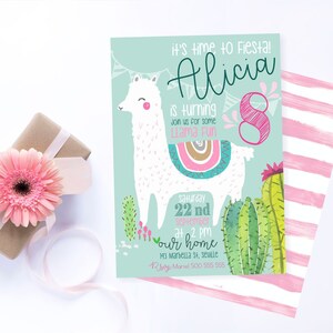 Invito personalizzato per feste Llama Cactus/stampa digitale
