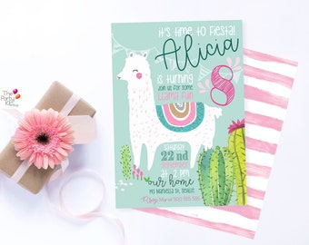 Llama Cactus Custom Party Invite/digital print