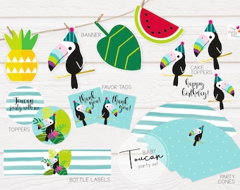Toucan Party with me Party Printables  VALUE PACK / instant download