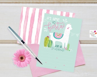 Llama Cactus FILL IN Invitation/ instant download