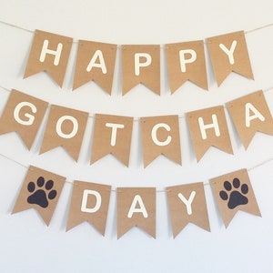 Happy Gotcha Day Bunting Banner Sign Dog Cat Rescue Birthday Day Decorations Decor Party