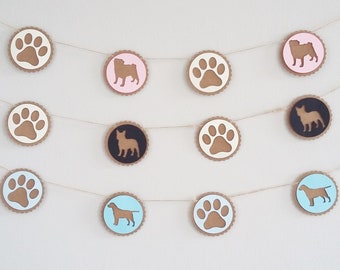 ANY BREED/COLOUR Dog Paw Print Paper Garland Dog Themed Party Decor Decorations Backdrop