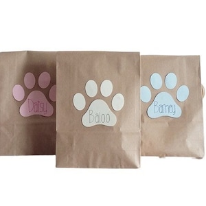 Personalised Dog Party Bags Paw Print Favor Favour Gift Bags