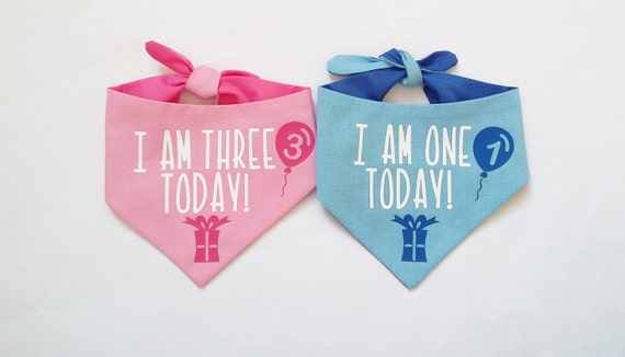 ANY AGE Dog Cat Birthday Bandana Personalised Personalized Birthday Neckerchief I Am One Today Dog Cat Bandana Etsy UK