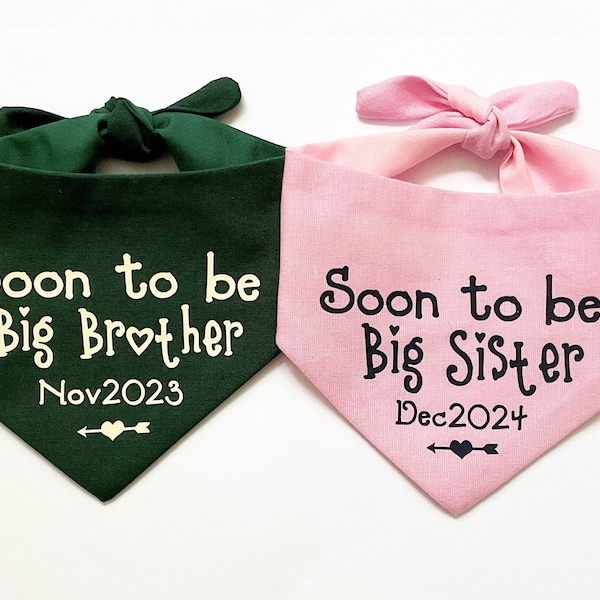 ANY COLOUR Soon to be Big Brother Big Sister Dog Cat Bandana