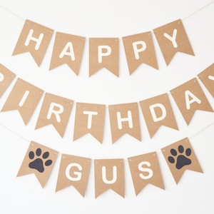 Happy Birthday Dog Personalised Personalized Banner Bunting Paw Print Party Decor Decorations Supplies image 2