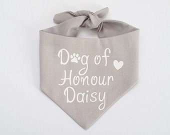 ANY COLOUR Personalised Dog Of Honour Wedding Bandana