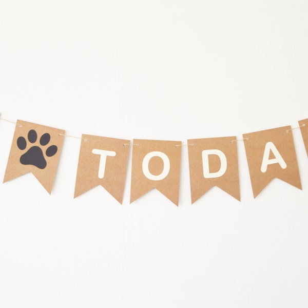 ANY AGE Dog Cat Birthday Bunting Banner Sign Dog Birthday Party One Today Custom Personalised Personalized Paw Print