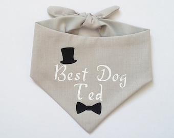 Best Dog Bandana Dog Weddding Tie on Neckerchief Collar Personalised Personalized