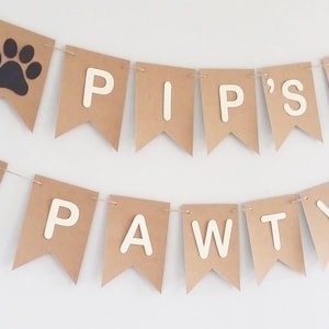 Dog Pawty Birthday Banner Personalized Personalised Birthday Party Bunting Decorations Decor