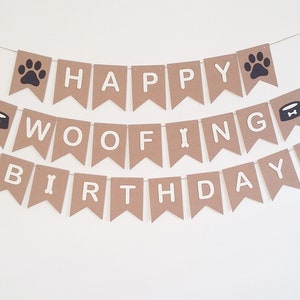 Joyeux anniversaire woofing bannière d&#39;anniversaire sur le thème chien drôle banderoles décorations de fête