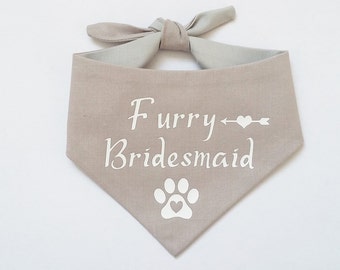 ANY COLOUR Furry Bridesmaid Girl Dog Wedding Bandana Collar