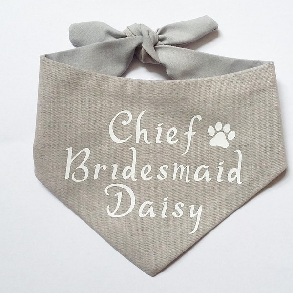ANY COLOUR Personalised Chief Bridesmaid Dog Wedding Bandana