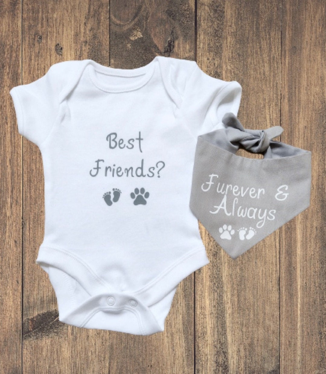 Matching Dog Bandana Baby Grow Onesie Best Friends Etsy