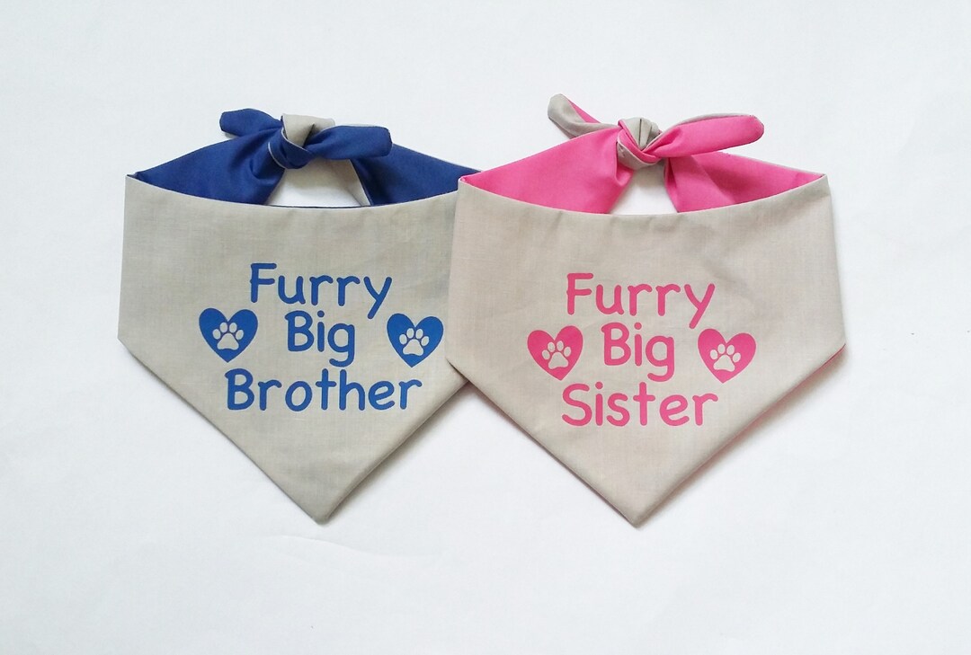 BIG BROTHER/SISTER Dog Bandana Furry Big Brother Sister Pregnancy