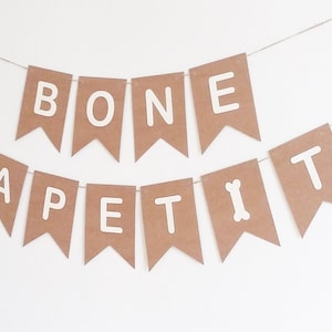 Bone Apetit Dog Birthday Party Food Table Sign Banner Backdrop Bunting