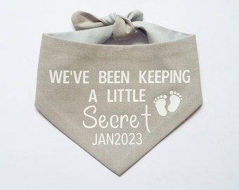 ANY COLOUR Personalised We've Been Keeping A Secret Pregnancy Announcement Dog Cat Bandana