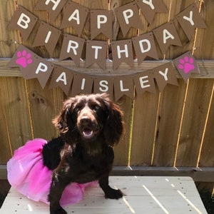 Happy Birthday Dog Personalised Personalized Banner Bunting Paw Print Party Decor Decorations Supplies image 5