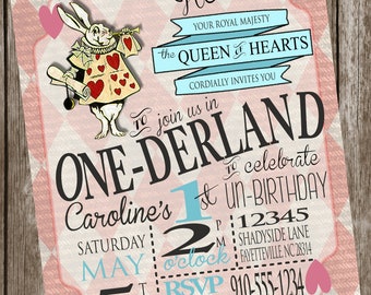Alice in One-derland Printable Birthday Invitation