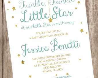 Twinkle Little Star Baby Shower Printable Invitation