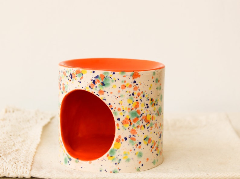 Handmade Ceramic Essential Oil Burner, Colorful Speckled Tealight Candle Holders, Aromatherapy Wax Melter, Home Decor, Fragrance Burner image 8