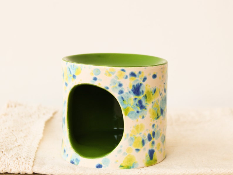 Handmade Ceramic Essential Oil Burner, Colorful Speckled Tealight Candle Holders, Aromatherapy Wax Melter, Home Decor, Fragrance Burner image 9