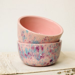 Handmade Ceramic 5'' Bowl, Pink Fluted 15 oz Serving Bowl, Speckled Soup, Cereal, Rice, Ice Cream, Breakfast, Ramen, Noodle, Deep Bowl image 7