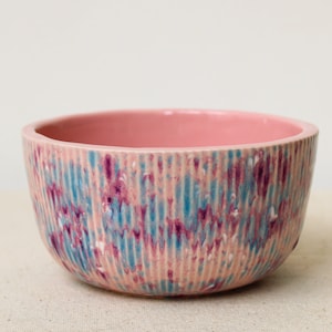 Handmade Ceramic 5'' Bowl, Pink Fluted 15 oz Serving Bowl, Speckled Soup, Cereal, Rice, Ice Cream, Breakfast, Ramen, Noodle, Deep Bowl image 4