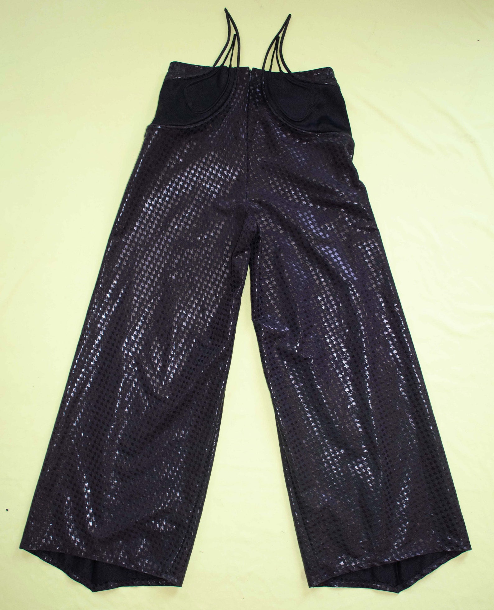 Wide Baggy Navy Pants, Shiny, Glitter, Sequin, Houndstooth, Avant Garde