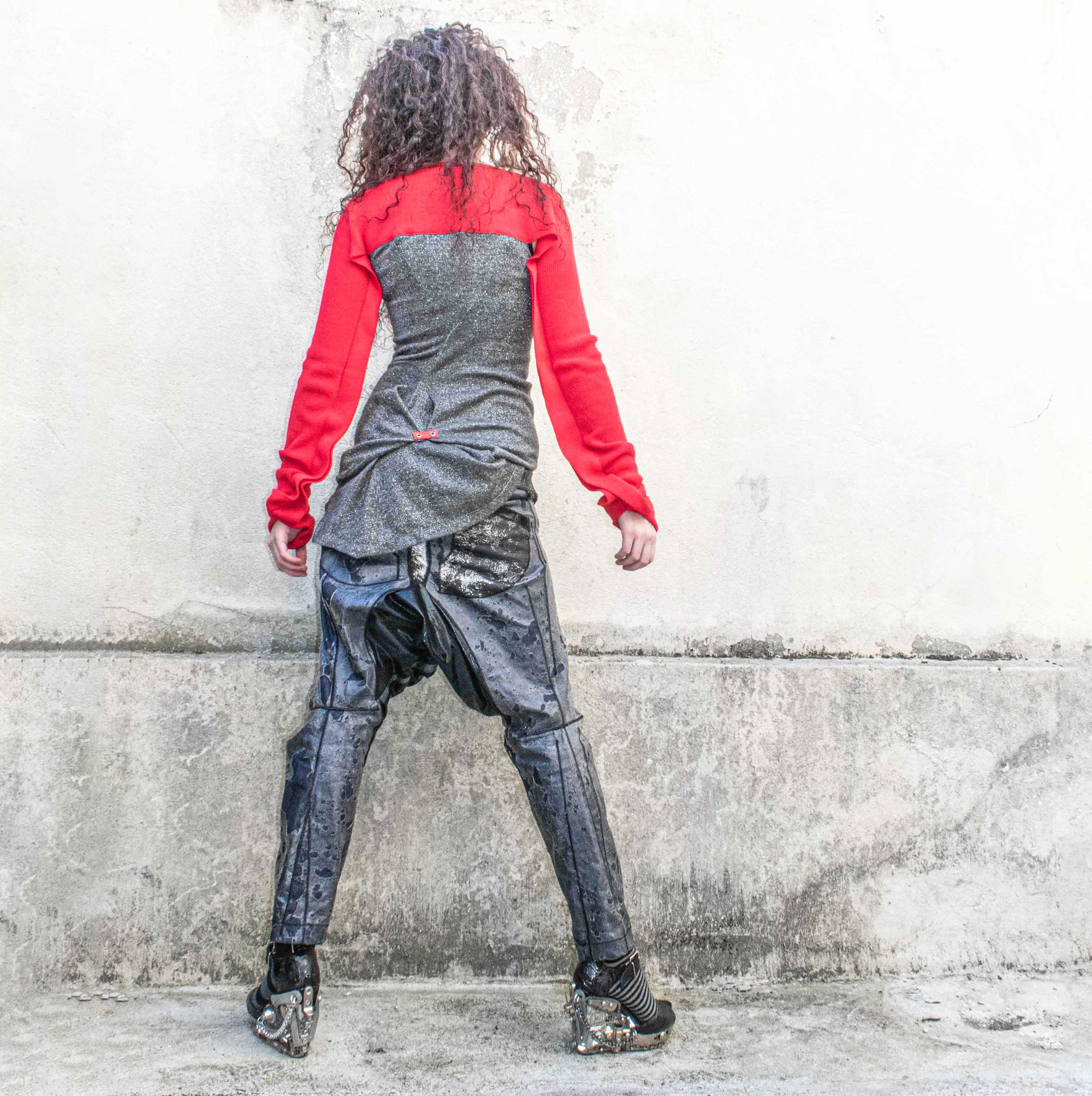 Women Autumn Retro Patch Spliced Denim Harem Jeans