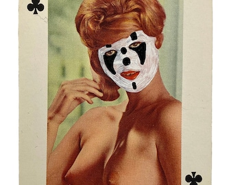 King of Clubs ICP Juggalette (Black Frame) - Hand-Painted Vintage Nudie Playing Card