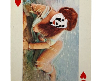 Nine of Hearts ICP Juggalette (Red-ish Wood Frame) - Hand-Painted Vintage Nudie Playing Card