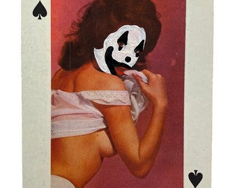 Ten of Spades ICP Juggalette (Black Frame) - Hand-Painted Vintage Nudie Playing Card